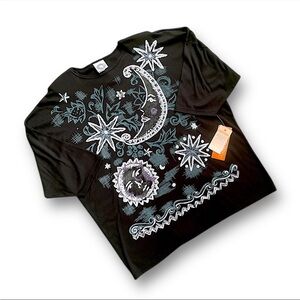Vintage NWT Black Celestial Graphic Short Sleeve Tee